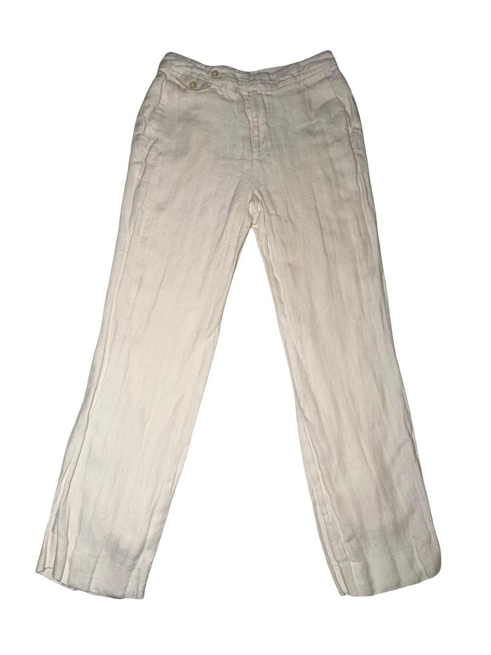 Lauren Ralph Lauren Women’s 100% Linen Wide Leg Trousers Button Waist STAINED